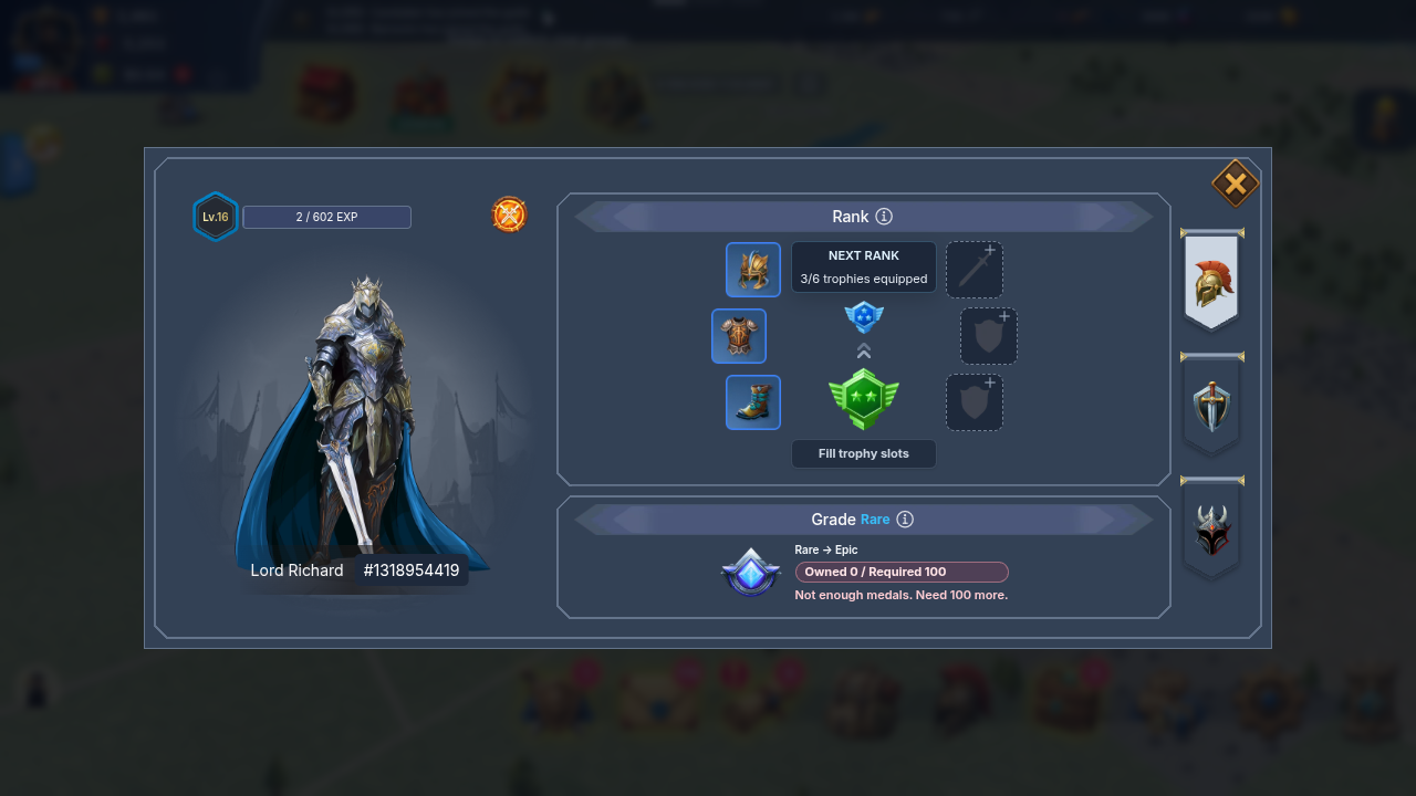 Upgrading heroes - level, grade, rank, burn and merge (screenshot)