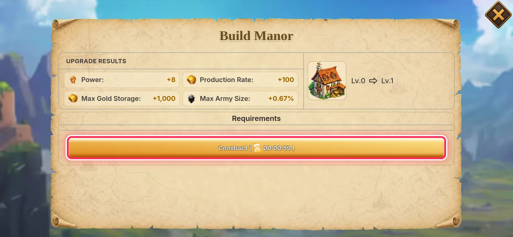 2. Check the cost and tap Confirm Build.