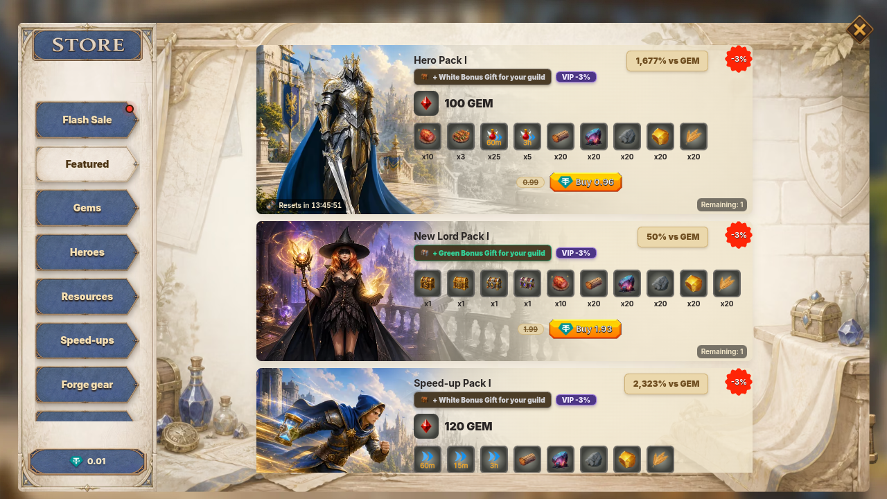 Store and packs (screenshot)