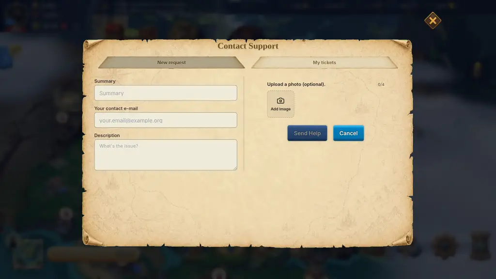 Contact support and track your ticket (screenshot)