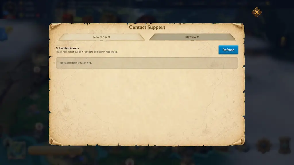 Contact support and track your ticket (screenshot)
